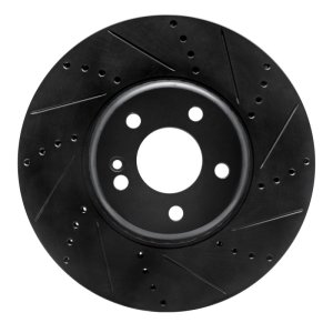 Mercedes-Benz E250 Brake Rotor (1) - Front Right - R1 Concepts - Drilled & Slotted - Black - `15-`23